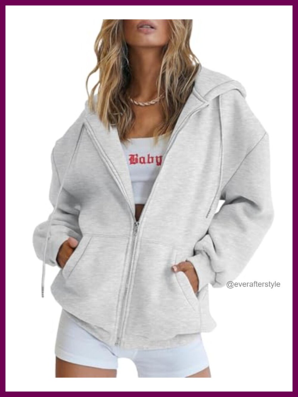 Women's Oversized Fleece Zip Up Hoodie with Pockets Drawstring